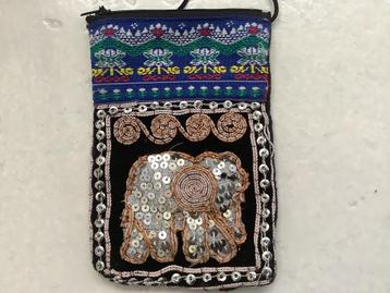 Mooi tasje portemonnee met pailletten olifant Thailand Boho beschikbaar voor biedingen