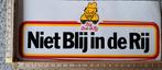 Grote vintage sticker Niet blij in de rij blij dat ik rij, Verzamelen, Stickers, Ophalen of Verzenden, Zo goed als nieuw, Overige typen