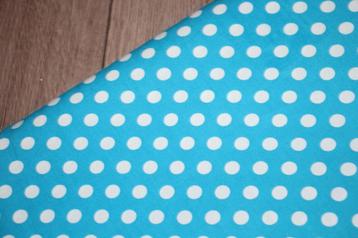 100% poplin katoen stof - licht blauw / wit polka dot #3769 beschikbaar voor biedingen