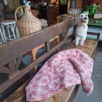 Franse Brocante Bouti Sprei - Rode Bloemen 140x100cm, Ophalen of Verzenden