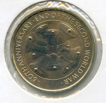 Penning UK Einde WOII 60 Jaar op 2 Pounds muntplaatje FDC- beschikbaar voor biedingen