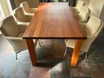 Eethoek kersenhout met 6 leren stoelen, Huis en Inrichting, Complete eetkamers, Ophalen, Gebruikt, 4 tot 6 stoelen