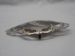 Zilveren grote Siam broche met grijs emaillen nr.502, Verzenden, Zilver, Broche