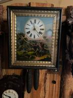 Antieke Schwarzwalder klok groot schilderij klok glas hout, Ophalen of Verzenden