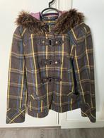 Mooie geruite jas met bontkraag, Ophalen, Zo goed als nieuw, Maat 34 (XS) of kleiner, Bruin