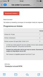 Kaartjes Rijksmuseum 30 april, Tickets en Kaartjes, Musea, Ticket of Toegangskaart, Twee personen