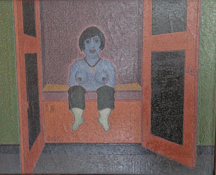 Cees Groenewoud Kramer, schilderij - Vrouw in bedstee, Antiek en Kunst, Kunst | Schilderijen | Klassiek, Ophalen of Verzenden