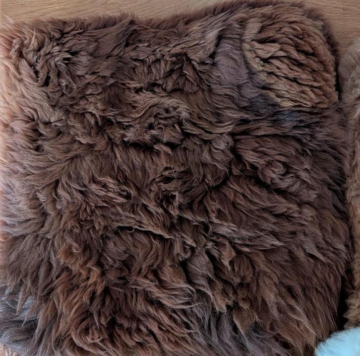 kussen schapenvacht, Huis en Inrichting, Woonaccessoires | Kussens, Nieuw, Bruin, Vierkant, Ophalen