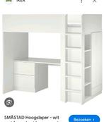 SMÅSTAD Hoogslaper met Bureau - Wit, Ophalen, Eenpersoons, Zo goed als nieuw, 200 cm