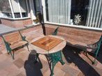 Teakhouten met gietijzeren tuinset., Tuin en Terras, Ophalen, Gebruikt, Teakhout