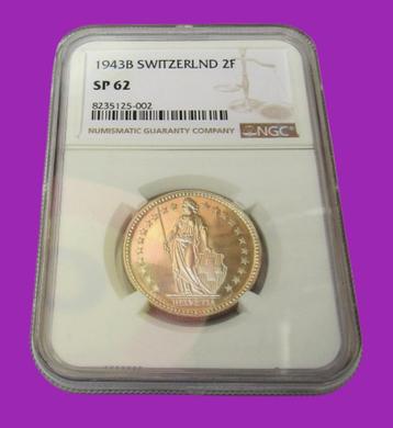 **  Prachtige 2 Francs 1943B -  Zwitserland - NGC -  ZILVER* beschikbaar voor biedingen