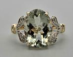 Gouden Vintage ring groene amethist en diamant. 2025/655, 18 tot 19, ., Ophalen of Verzenden, Zo goed als nieuw