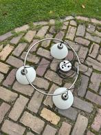 Vintage Hanglamp met 3 Kapjes, Huis en Inrichting, Lampen | Hanglampen, Ophalen, Gebruikt, Glas, Minder dan 50 cm