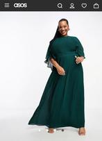 ASOS - Geplooide Maxi Jurk - Bosgroen (Maat 50), Kleding | Dames, Groen, Ophalen of Verzenden, Onder de knie, Zo goed als nieuw