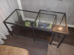 2 tafels in schuif baar met glasplaat ,zie foto's, Ophalen, Zo goed als nieuw, 25 tot 50 cm, Rechthoekig