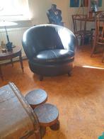 Design fauteuil jaren '80, Huis en Inrichting, Fauteuils, Ophalen, Gebruikt, 75 tot 100 cm, Leer