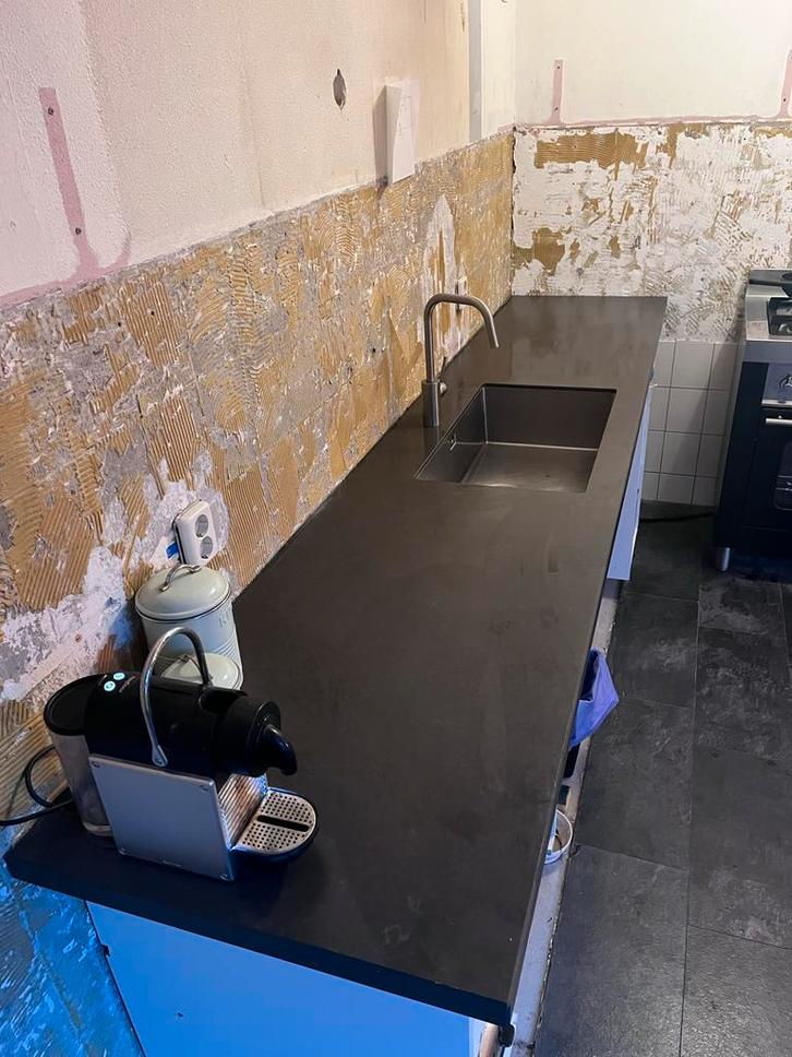 Composiet Aanrechtblad Antraciet + Spoelbak, Huis en Inrichting, Keuken | Keukenelementen, Gebruikt, Minder dan 100 cm, 200 cm of meer