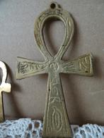 Ankh kruis hanger medaillon levenskruis hanger set vintage, Ophalen of Verzenden, Gebruikt, Sieraad, Overige religies