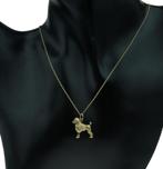 Poedel geel gouden vintage ketting hanger armband bedel, Ophalen of Verzenden, Goud, Hanger, Met edelsteen
