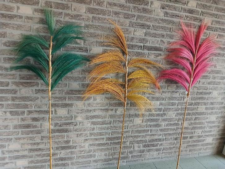 Prachtige grote pluimen op bamboe, Huis en Inrichting, Woonaccessoires | Droogbloemen, Zo goed als nieuw, Ophalen