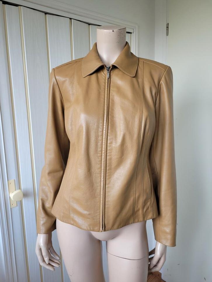 Designer Nina Ricci leren jas maat 38, Kleding | Dames, Jassen | Zomer, Zo goed als nieuw, Maat 38/40 (M), Bruin, Ophalen of Verzenden