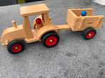Fagus houten tractor met aanhanger (Schlepper + sturzkarre), Ophalen, Zo goed als nieuw