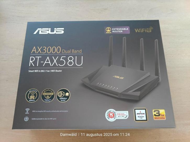 ASUS AX3000 Dual Band router - model RT-AX58U V2, Computers en Software, Routers en Modems, Zo goed als nieuw, Router, Ophalen