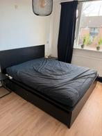 Ikea malm bed 160x200, Huis en Inrichting, Slaapkamer | Slaapbanken, Ophalen, Zwart, Tweepersoons, Zo goed als nieuw