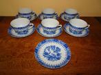6 Blauw/wit porseleinen kop en schotels, Huis en Inrichting, Keuken | Servies, Ophalen of Verzenden, Zo goed als nieuw, Overige stijlen