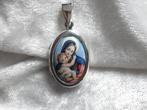 Mooi klein Zilveren Medaillon - Maria met kindje Jezus, Sieraden, Tassen en Uiterlijk, Antieke sieraden, Verzenden, Zilver, Hanger