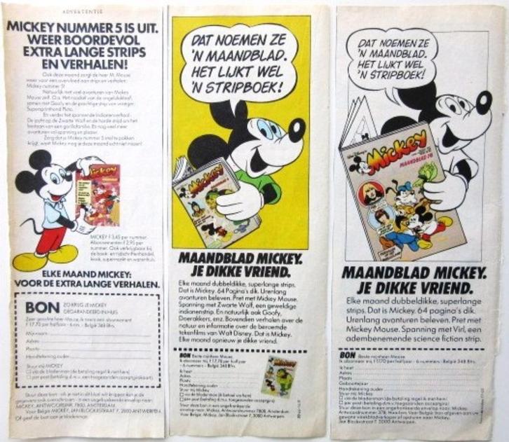 14 vintage advertenties reclames van Mickey blad 1976-80, Verzamelen, Merken en Reclamevoorwerpen, Gebruikt, Overige typen, Ophalen of Verzenden