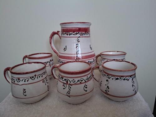 Bekerset met kan, Huis en Inrichting, Keuken | Servies, Zo goed als nieuw, Kop(pen) en/of Schotel(s), Overige stijlen, Aardewerk