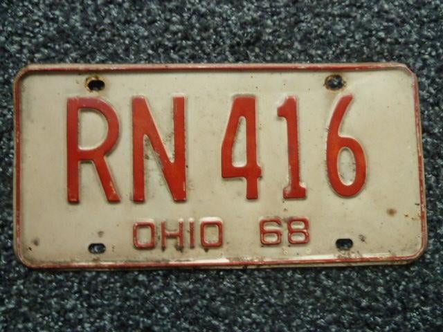 Kentekenplaat licenseplate Ohio 1968 USA, Verzamelen, Verzenden, Gebruikt, Auto's