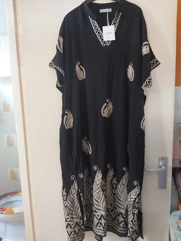 fashion nieuwe lange zwart/goude jurk met riem grote maat 46 beschikbaar voor biedingen