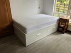 Bedframe met opberglades met lattenbodem, wit/Luröy IKEA, Ophalen, Verstelbaar, Eenpersoons, Wit