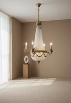 Antieke Zakkroonluchter met Kristallen, Ophalen of Verzenden, Gebruikt, Glas