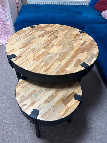 Salontafel Set met Zwart Metalen Poten beschikbaar voor biedingen