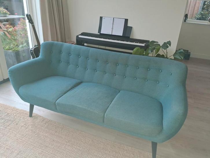 Turquoise 3-zitsbank Aba-i - UITERLIJK VRIJDAG 14-11 OPHALEN, Huis en Inrichting, Banken | Bankstellen, Gebruikt, Rechte bank