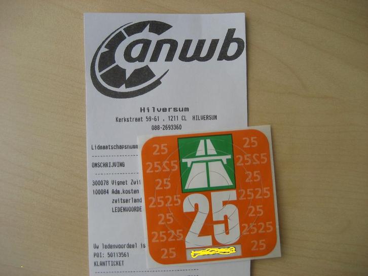 Zwitserland vignet, Tickets en Kaartjes, Autovignetten, Eén persoon