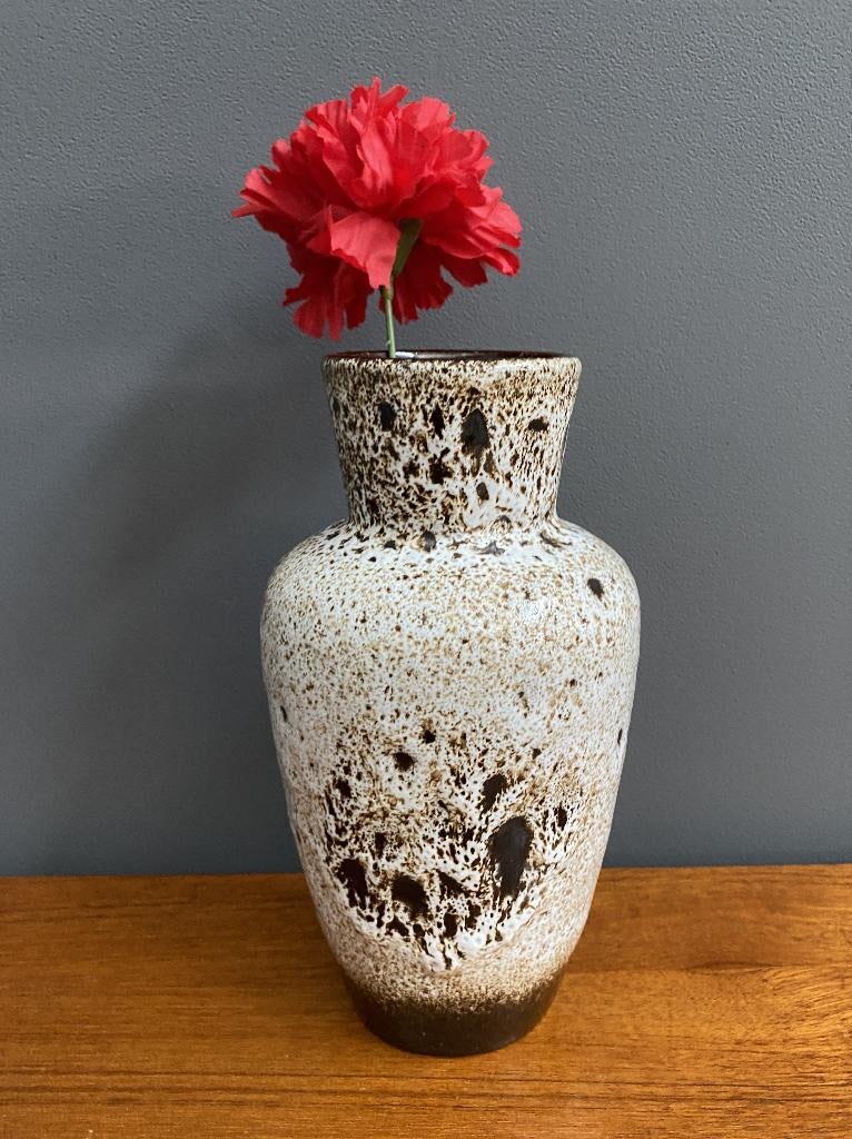 70 jaren D 53 SCHEURICH diabolo vaas zwart bruin witte lava, Huis en Inrichting, Woonaccessoires | Vazen, Gebruikt, Overige kleuren