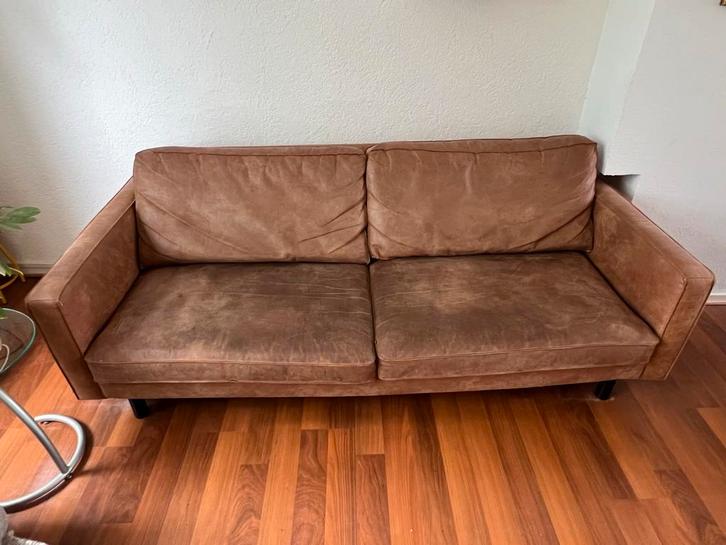 Cognac leren 3-zits bank UMIX, Huis en Inrichting, Banken | Bankstellen, Gebruikt, Rechte bank, Driepersoons, 200 tot 250 cm, 75 tot 100 cm