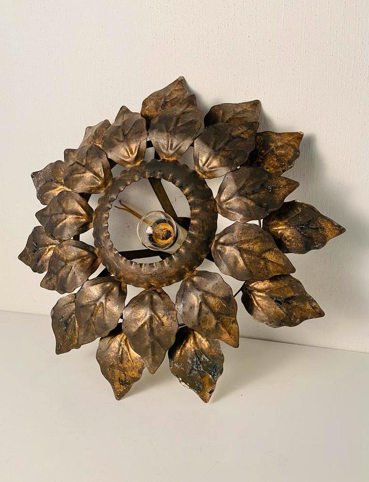 Verguld florale wandlamp , jaren 60, Verzamelen, Retro, Huis en Inrichting, Ophalen of Verzenden