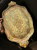 Brocante antieke dienblad van hout met mooie gebruiks sporen, Ophalen of Verzenden, Gebruikt, Ovaal, Hout