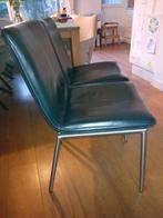 6 Zwarte leren eetkamerstoelen - RVS onderstel, Huis en Inrichting, Stoelen, Ophalen, Gebruikt, Zwart, Vijf, Zes of meer stoelen