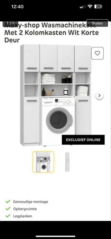 Wasmachinekast Wit Met Kolomkasten - Nieuw in Doos beschikbaar voor biedingen