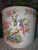 Porseleinen Bloempot met Vogeldecoratie, Rond, Zo goed als nieuw, Aardewerk, Tuin