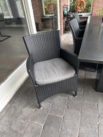 6 Riet Stoelen met Grijze Kussens, Huis en Inrichting, Stoelen, Ophalen, Gebruikt, Zwart, Riet of Rotan