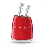 SMEG Stainless Steel Knife Set (Rood) Messenset incl houder, Huis en Inrichting, Keuken | Keukenbenodigdheden, Nieuw, Ophalen of Verzenden