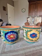 Twee vintage italiaanse bloempotten, Antiek en Kunst, Ophalen of Verzenden
