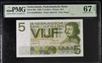 UNC biljet 5 gulden Vondel I, 1966 | PMG 67 EPQ, Postzegels en Munten, Bankbiljetten | Nederland, Ophalen of Verzenden, 5 gulden